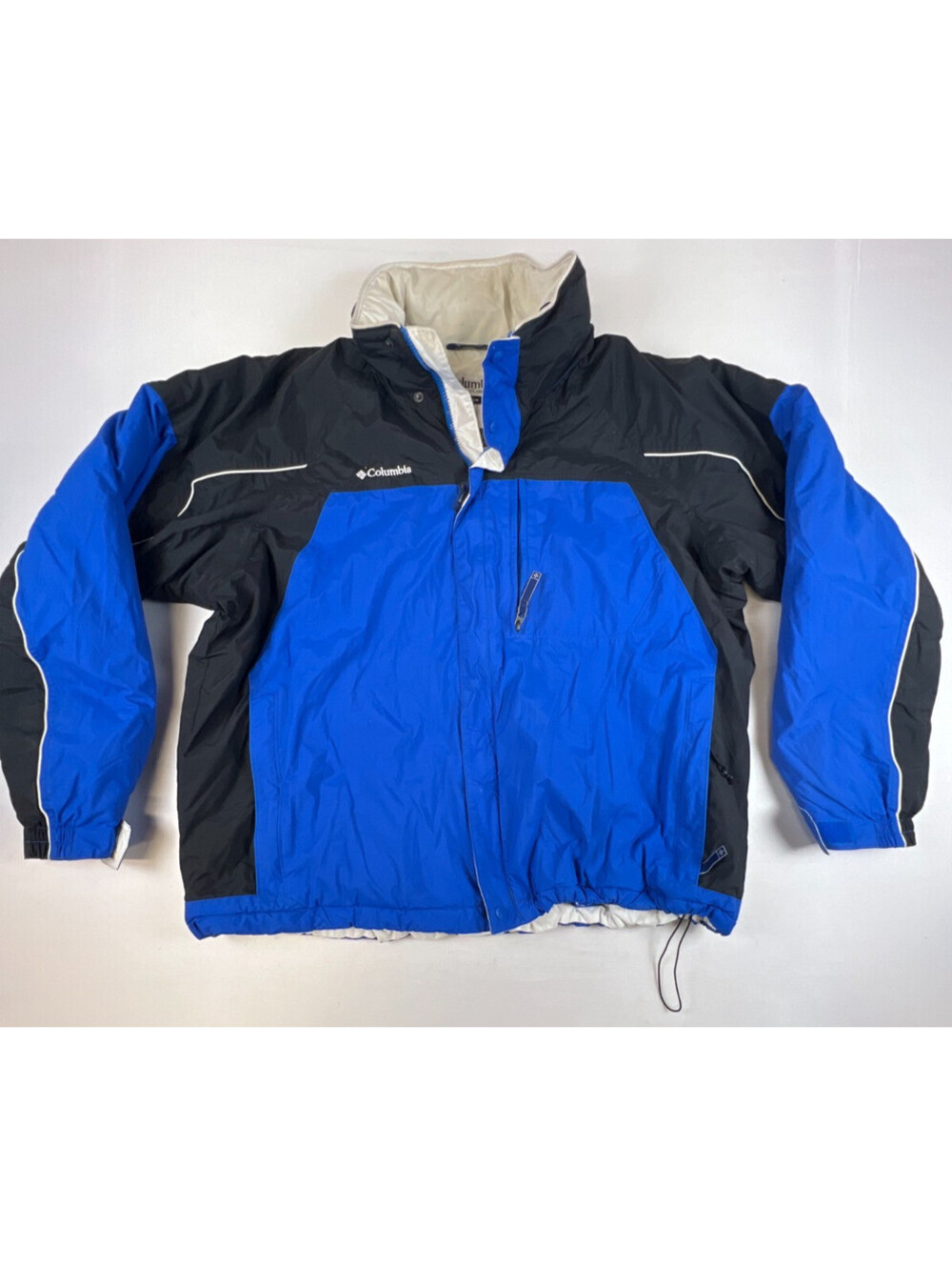 Columbia Men XL Blue Black White Colorblock Waterproof Breathable Winter Jacket